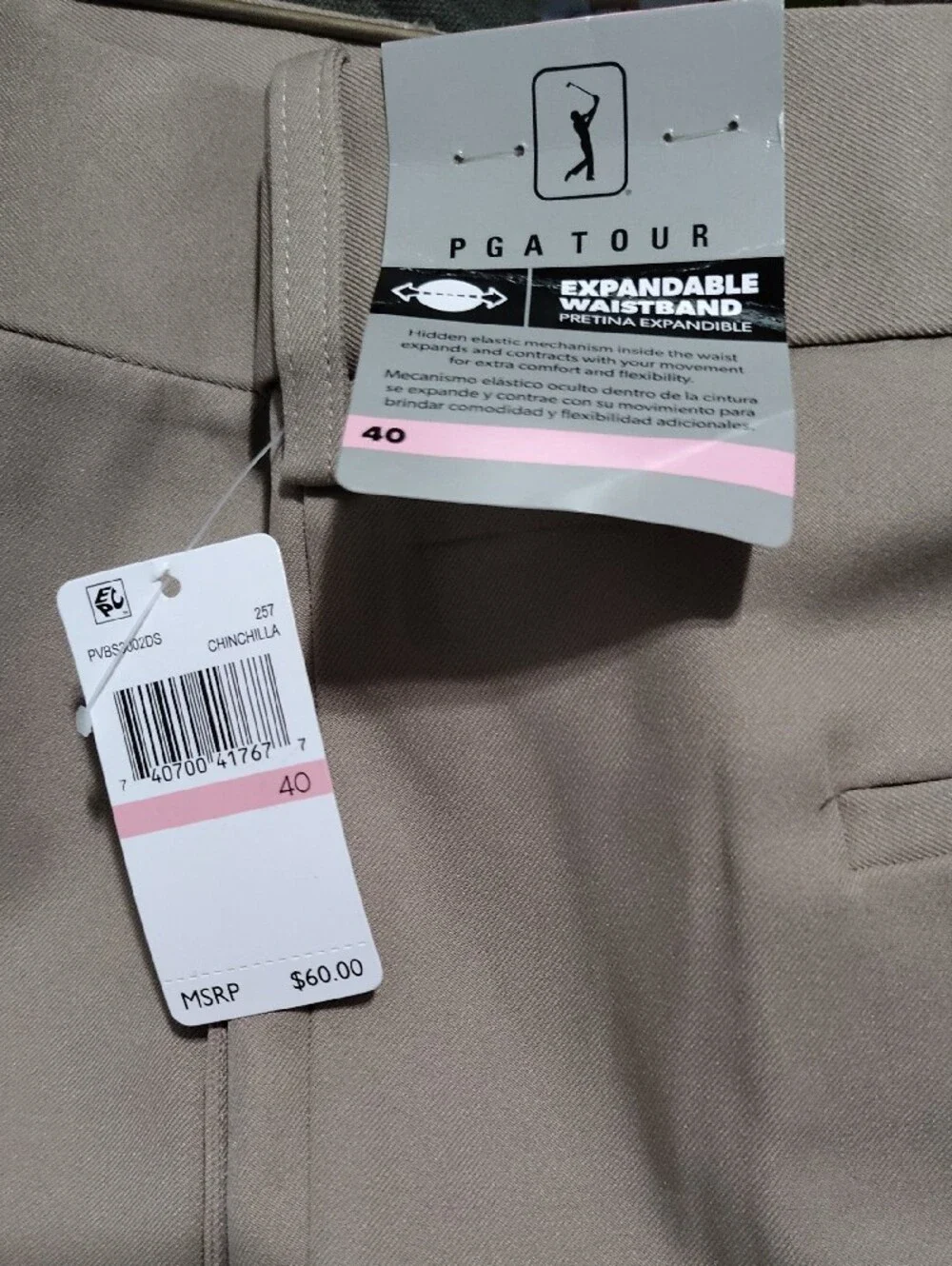 PGA Tour Men's Tan Flat-Front Golf Shorts